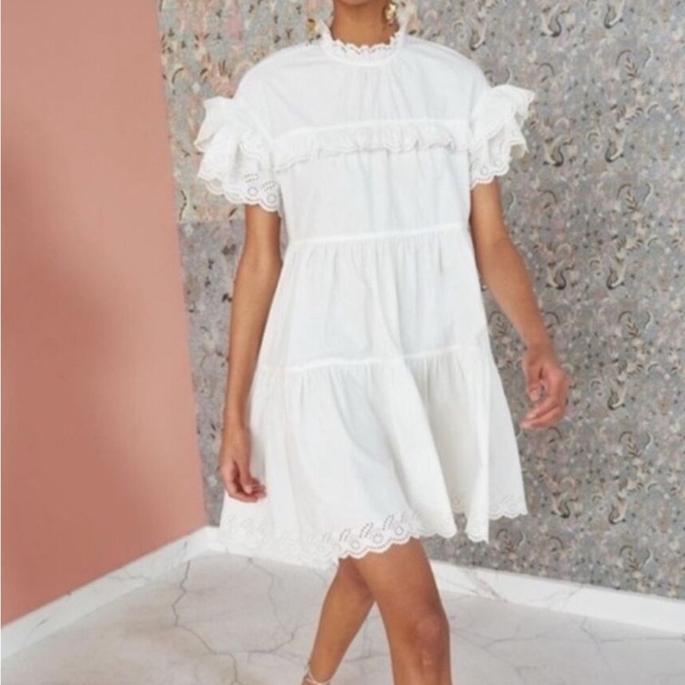 Ulla Johnson White Ruffle Dress